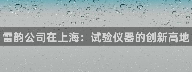 恒行2那74OO5：雷韵公司在上海：试验仪器的创新高地